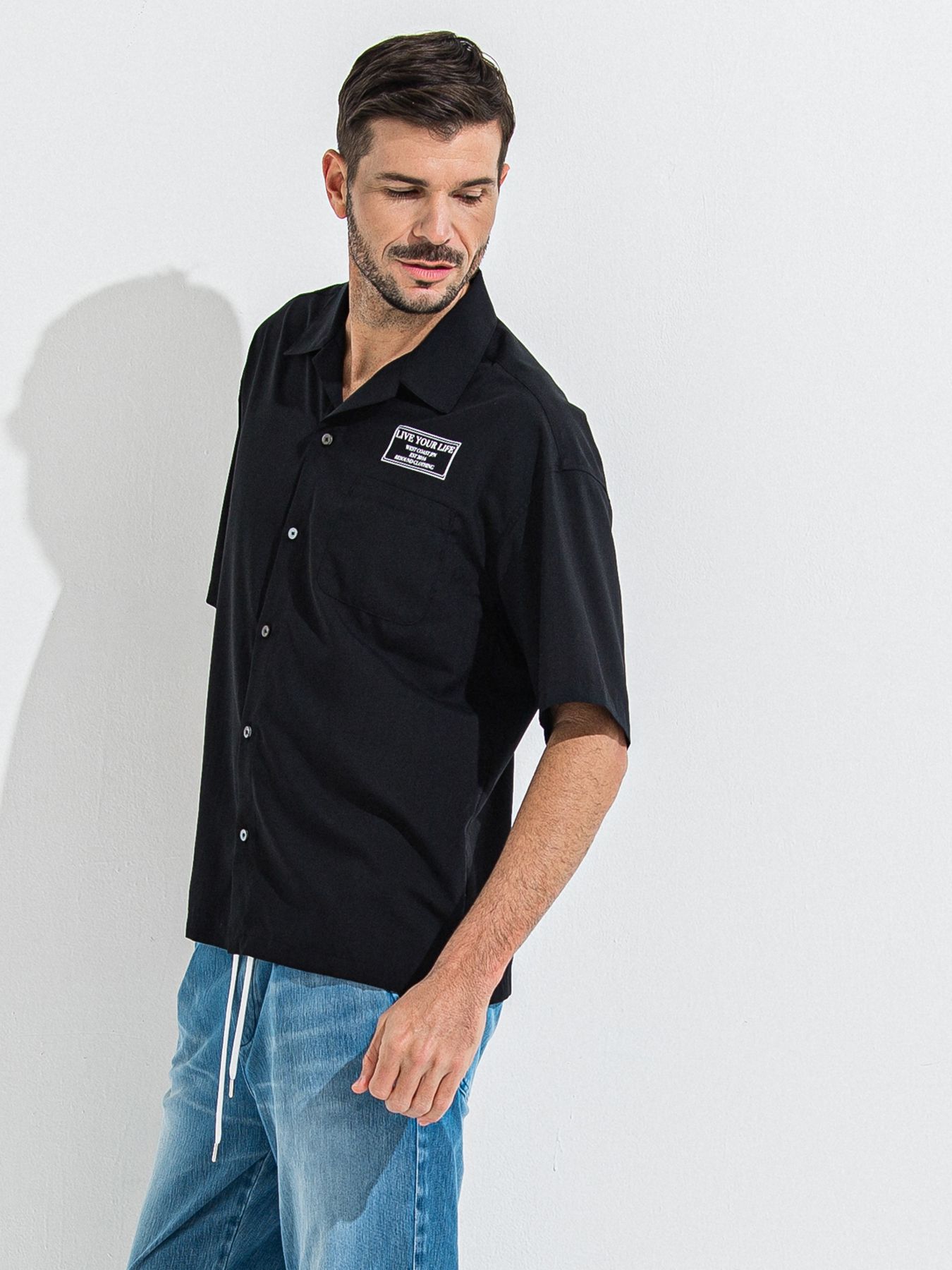 ZACK HALF SHIRT / ザックハーフスリーブシャツ / ブラックプリント
