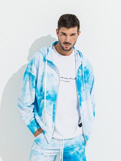 【予約品 】RASH OVER ZIPUP HOODIE / ラッシュガード オーバーサイズジップアップパーカー / マーブルブルー
