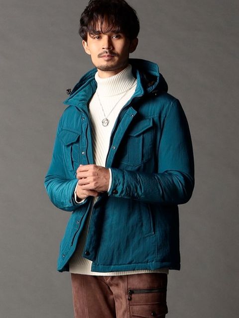 ダウンブルゾンブライトワッシャーリップ  / アクアマリンブルー【NICOLE CLUB FOR MEN】