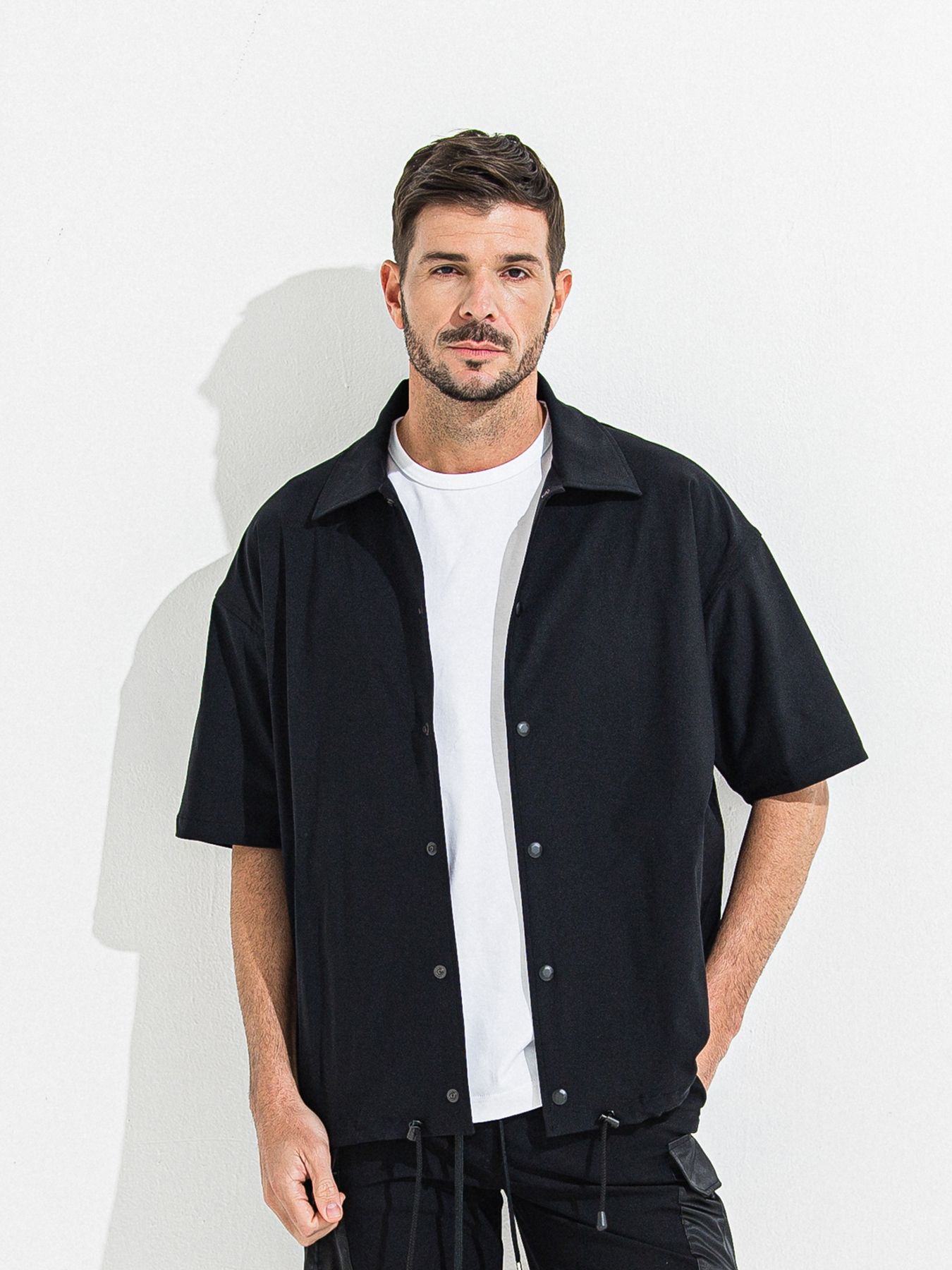【予約品】NYLON HALF COACH JACKET / ナイロンハーフコーチジャケット / ブラック