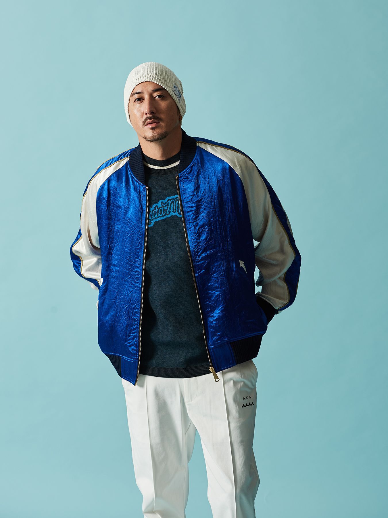 【予約品 10月9日(木) 締切】muta Souvenir Jacket / リバーシブル スーヴェニアジャケット / ブルー【Acanthus × muta MARINE】