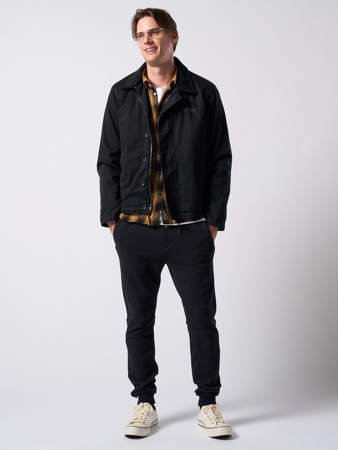 【予約品】muta × wjk collection：twist wrinkle check shirt / シワ加工チェックシャツ / イエローチェック