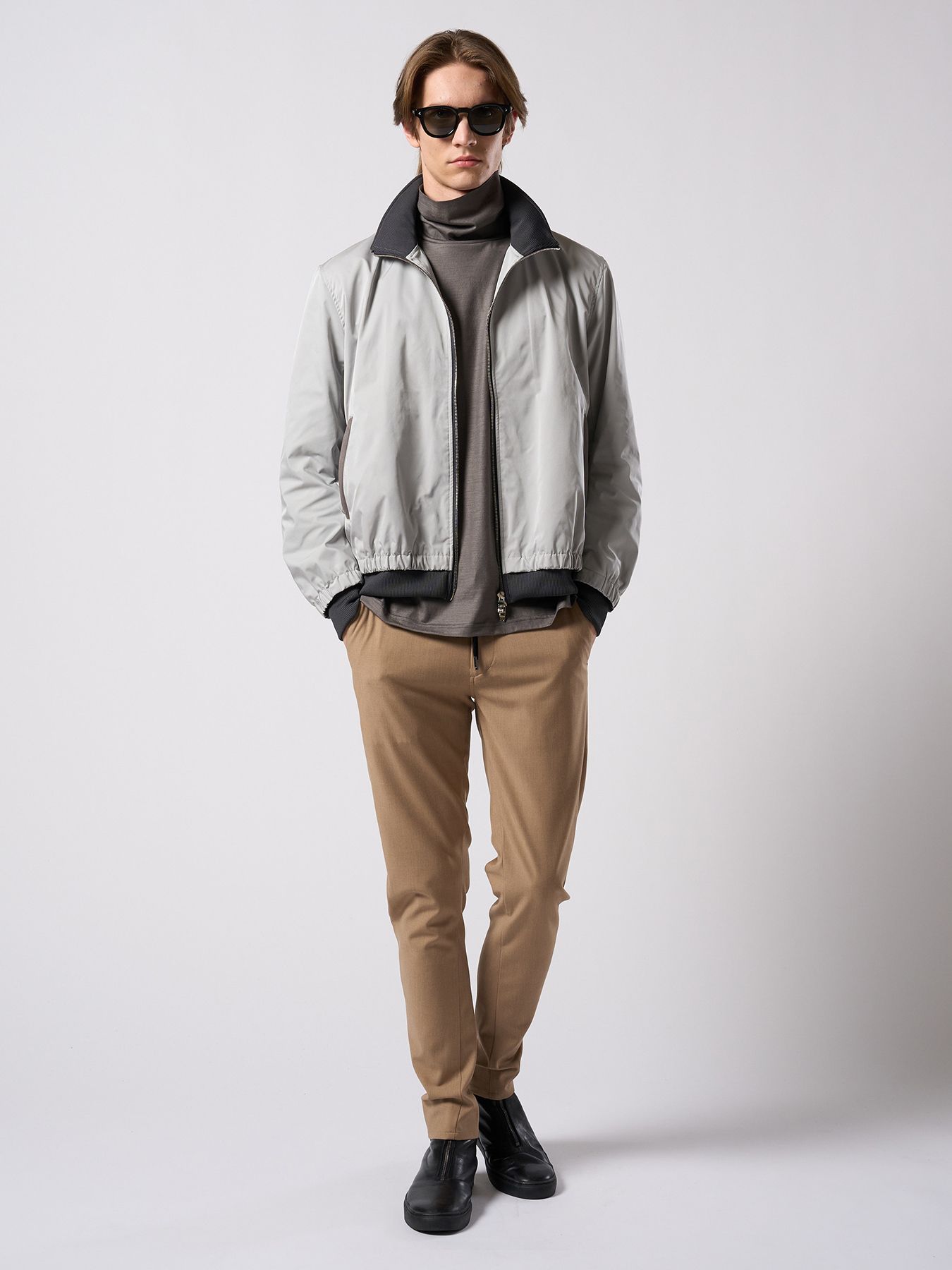 【予約品 4月19日(日) 18時締切】ex.comfy wool turtle  / メリノウールジャージー タートルネック / スチールグレー