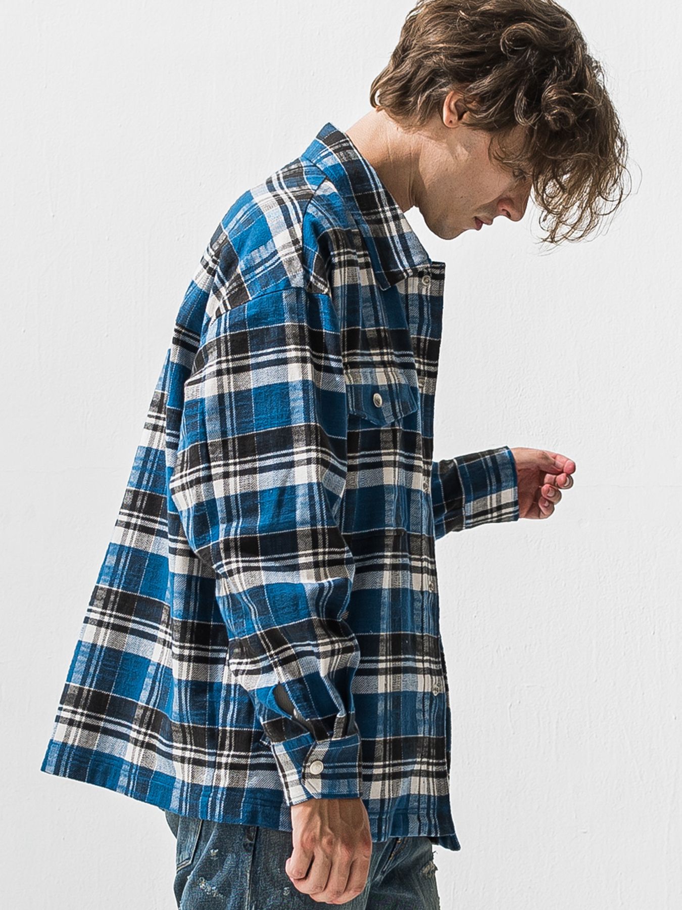 【予約品 9月6日(日) 締切】OLD SLUB CHECK JK / ヴィンテージ ネルジャケット / ブルー