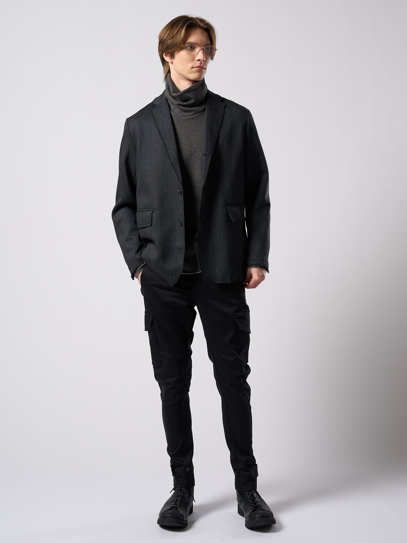 【予約品 4月19日(日) 18時締切】venetian stripe single jacket / ヴェネツィアン ストライプ シングルジャケット / チャコール