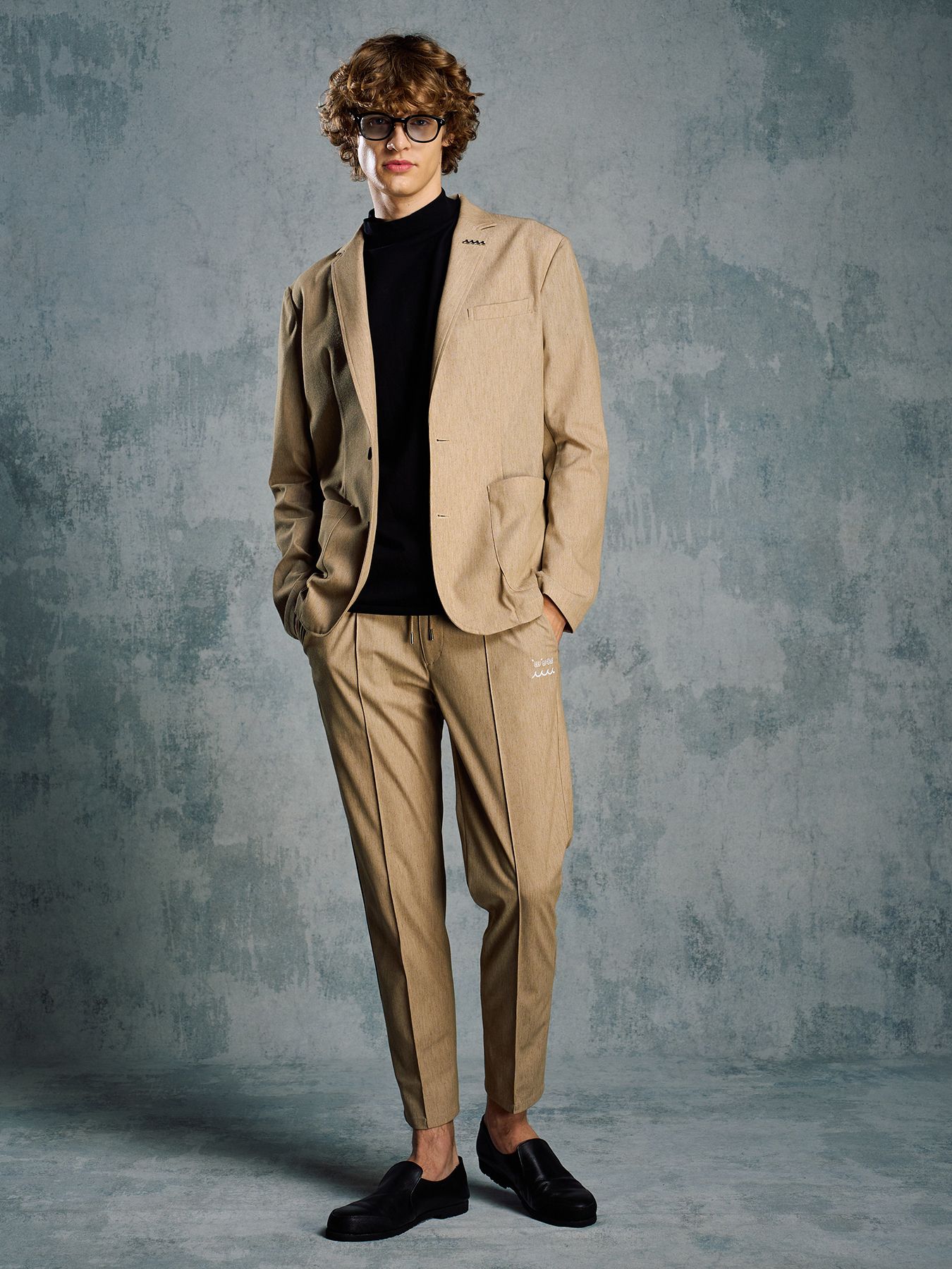 【予約品 1月25日(日) 締切】muta × wjk collection：cut-off mock S/S (printed) / カットオフ モックネック ショートスリーブ / ディープブラック