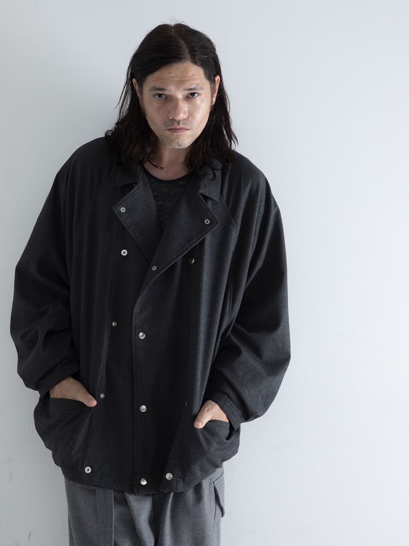 【予約品 】FRENCHDOLMA / ドルマンスリーブ ブルゾン / 杢ブラック