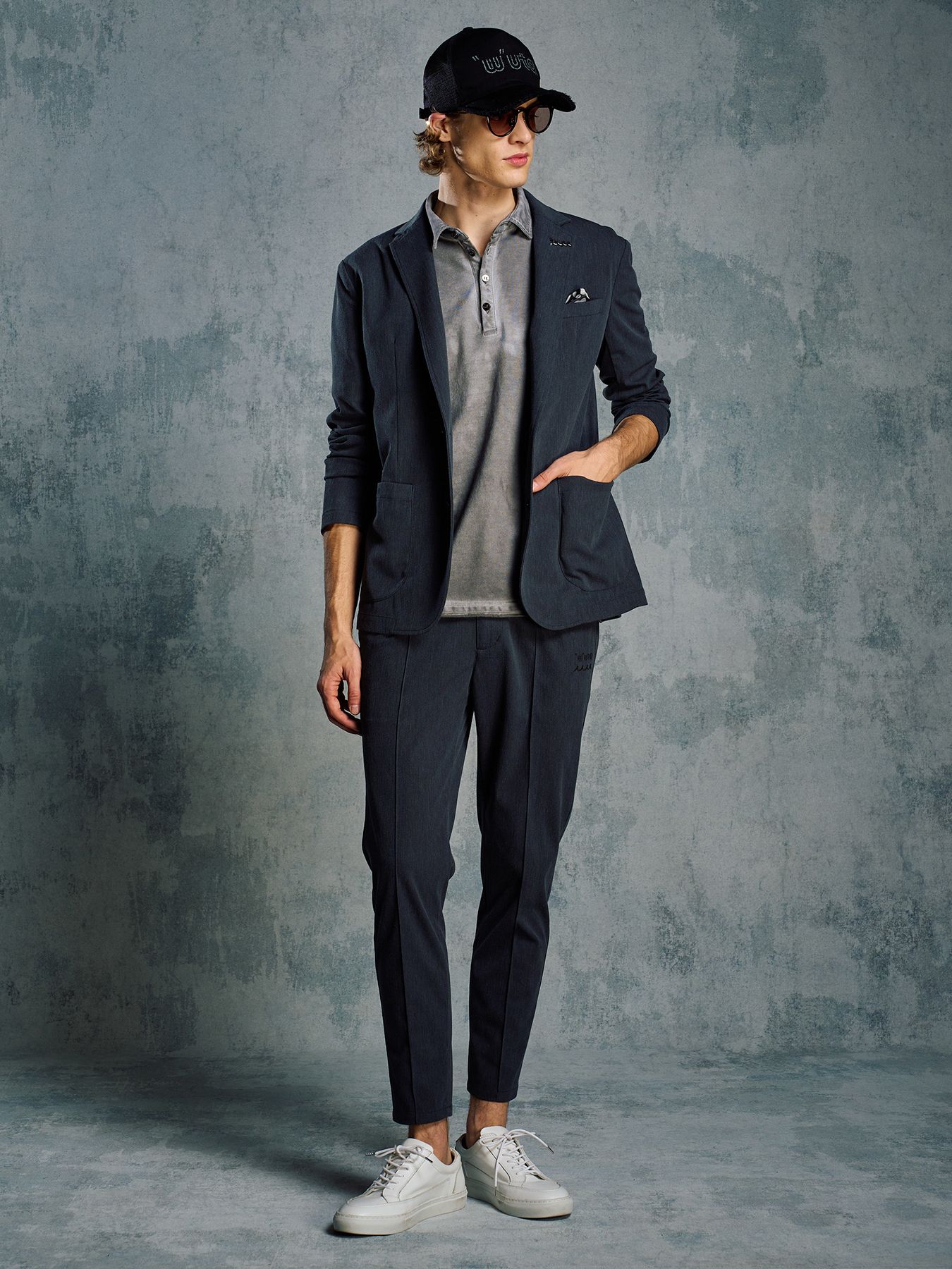 【予約品 1月25日(日) 締切】muta × wjk collection：cut-off polo S/S (printed) / カットオフ ポロ ショートスリーブ / ダークグレー