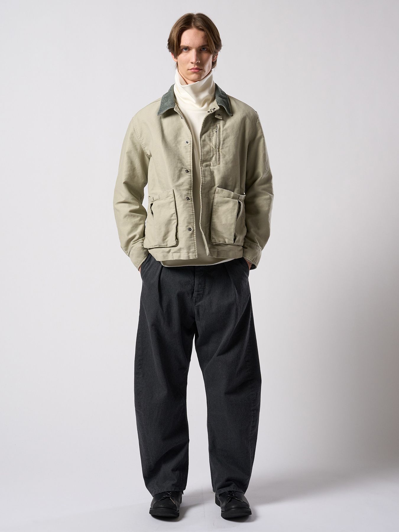 【予約品 4月19日(日) 18時締切】heavy moleskin short coverall jacket / ヘビーモールスキン ショートカバーオールジャケット / ライトカーキ