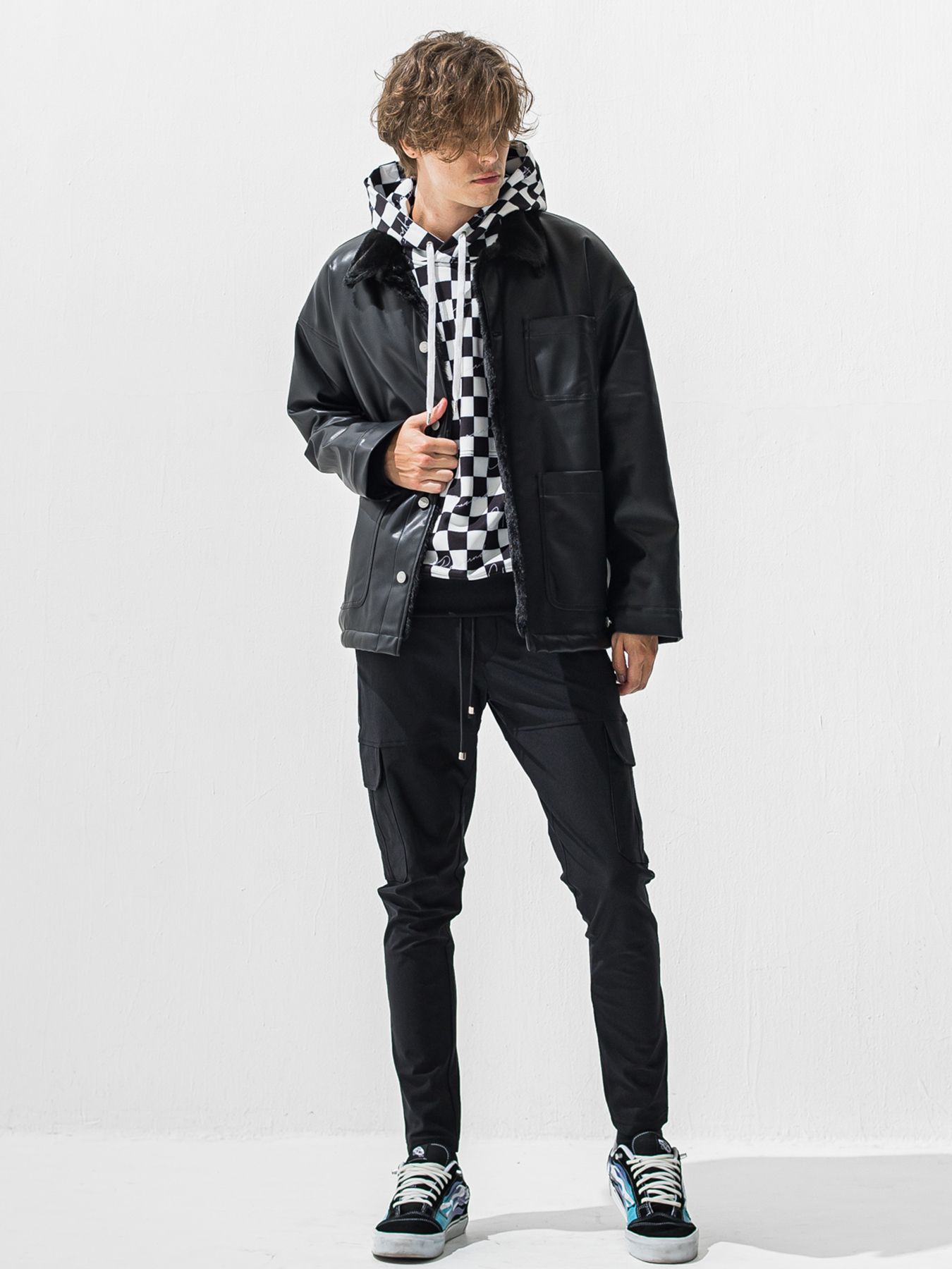 【予約品】DARRELL HEAT CARGO PT / 裏起毛 カーゴラインパンツ / ブラック