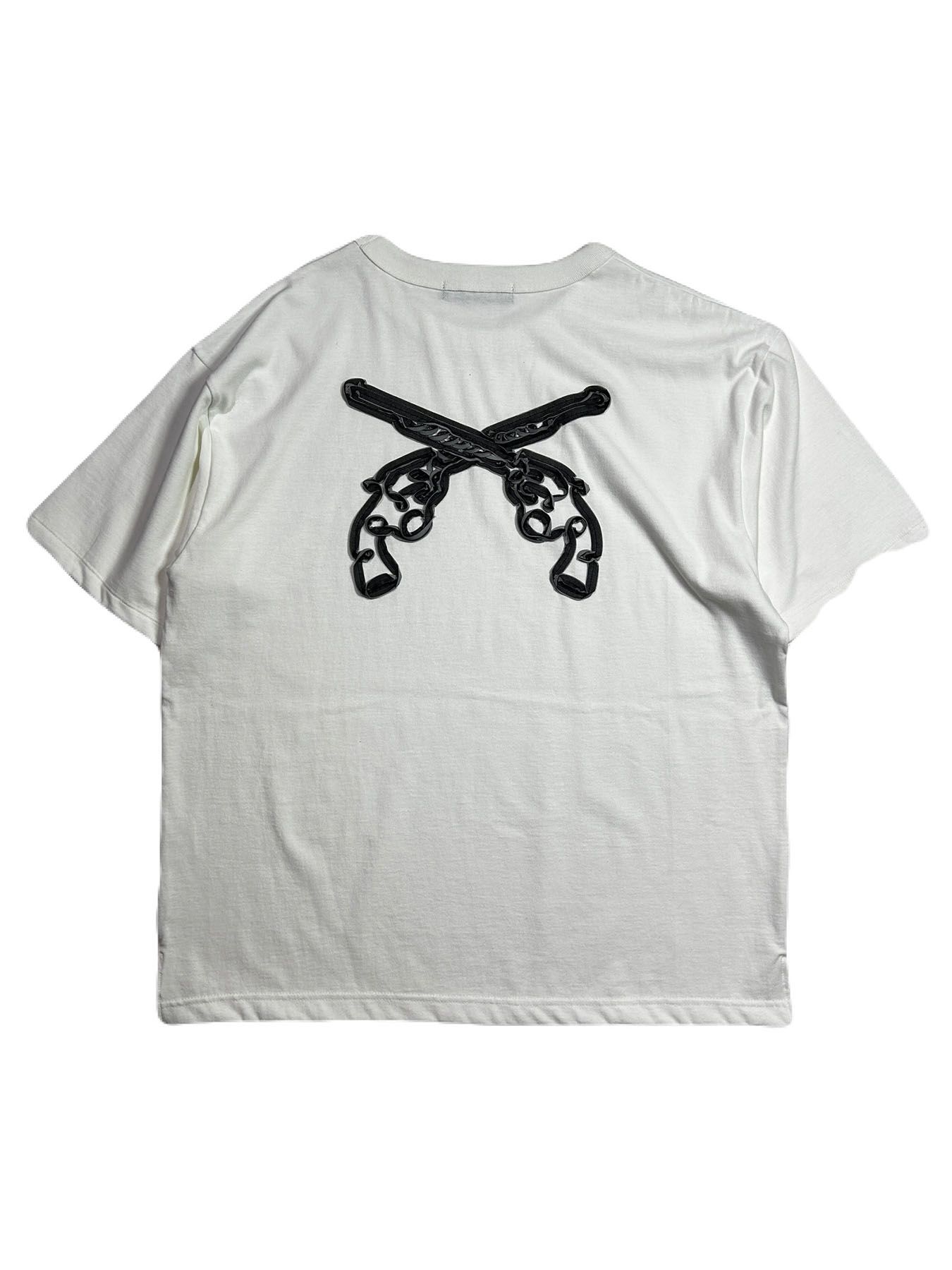 【予約品 8月10日(日) 締切 】CROSSGUN TAPE S/S T / クロスガン テープ Tシャツ / 刺繍 ホワイト