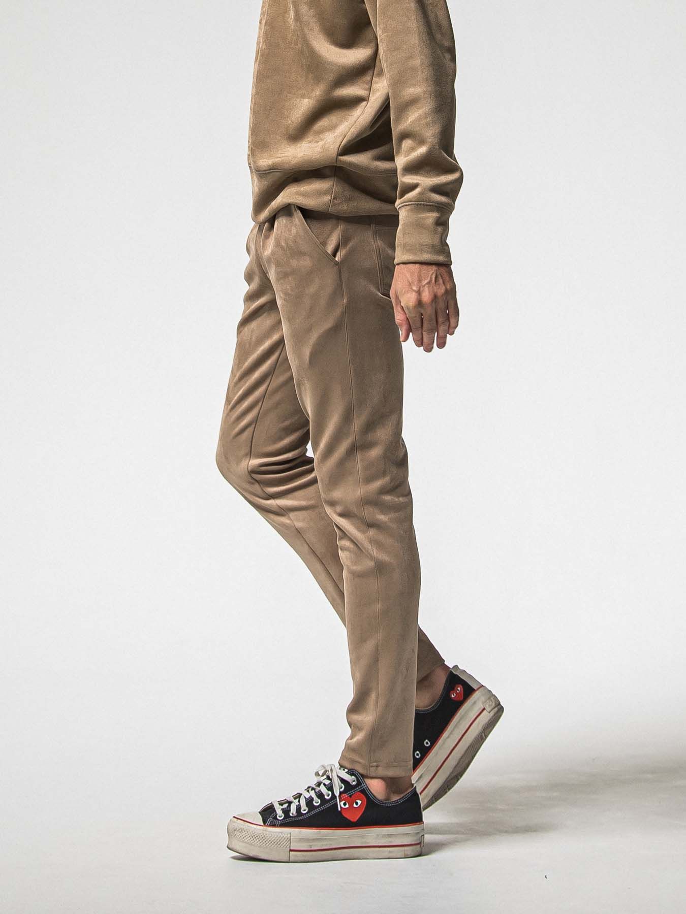 【予約品 8月31日(日) 締切】CHRIS EASY SUEDE TUCK PANTS / クリス イージー スウェードタックパンツ / ブラウン