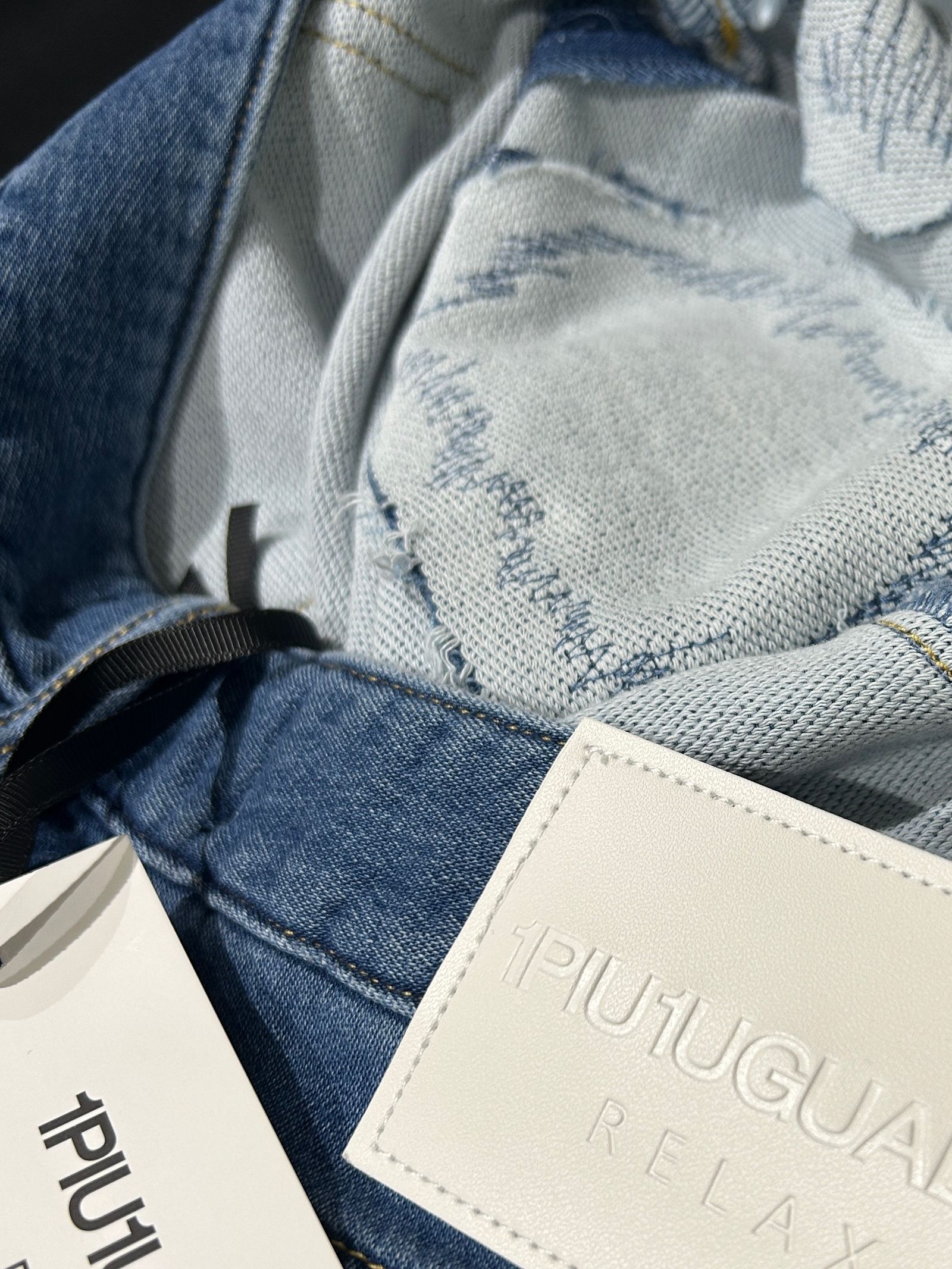 DAMAGED JOG RHINESTONE 5-POCKET PANTS (INDIGO / インディゴ【1PIU1UGUALE3 RELAX 】