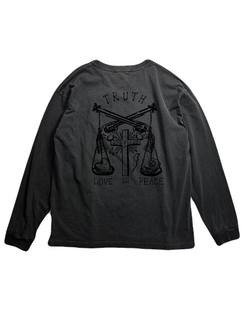 FLOCKY PRINT L/S T / フロッキープリント ロングスリーブ Tシャツ / ブラック