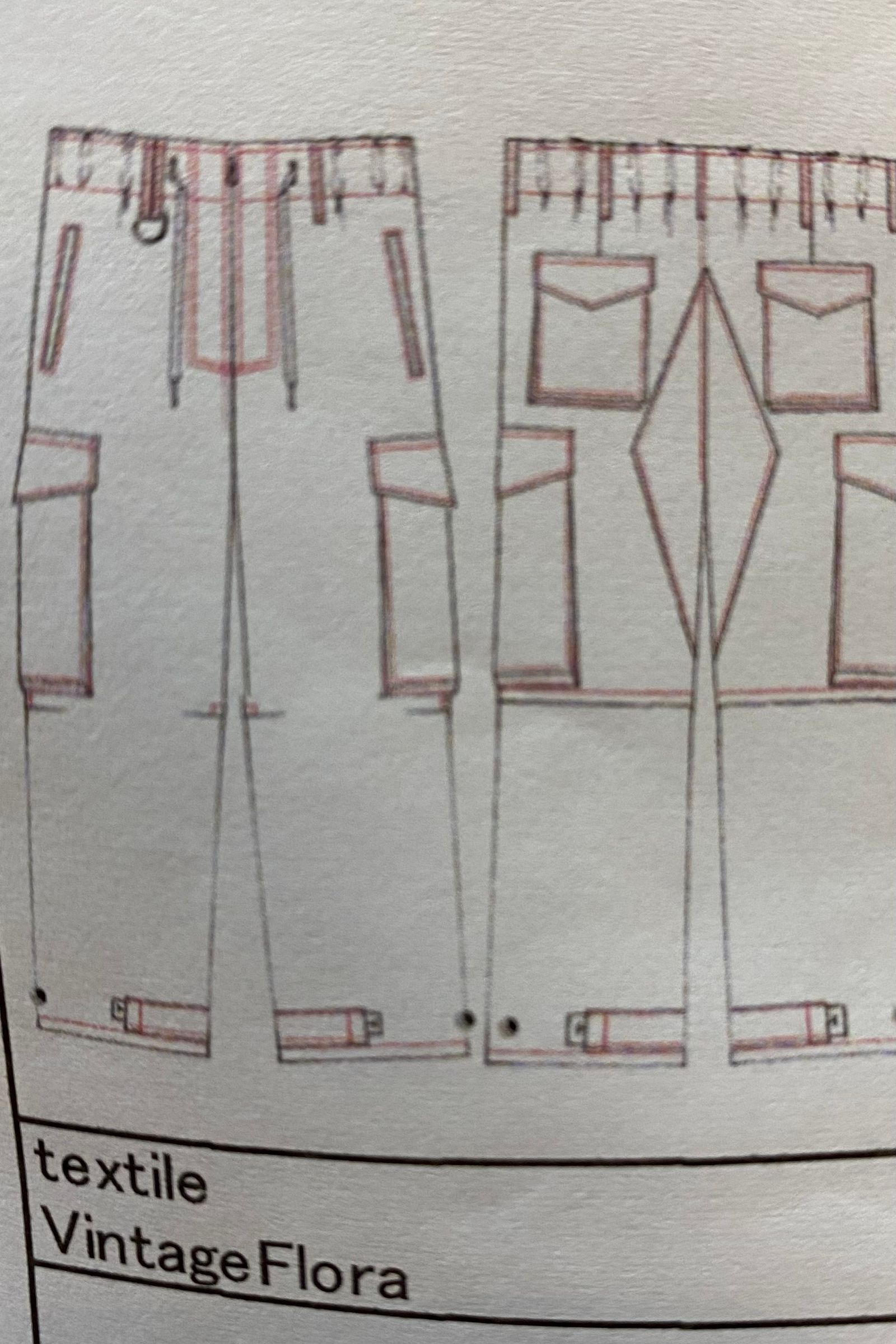 《予約品》 WideCargoPants / ブルー&レッド 【kiryuyrik】 2023年4月以降入荷予定
