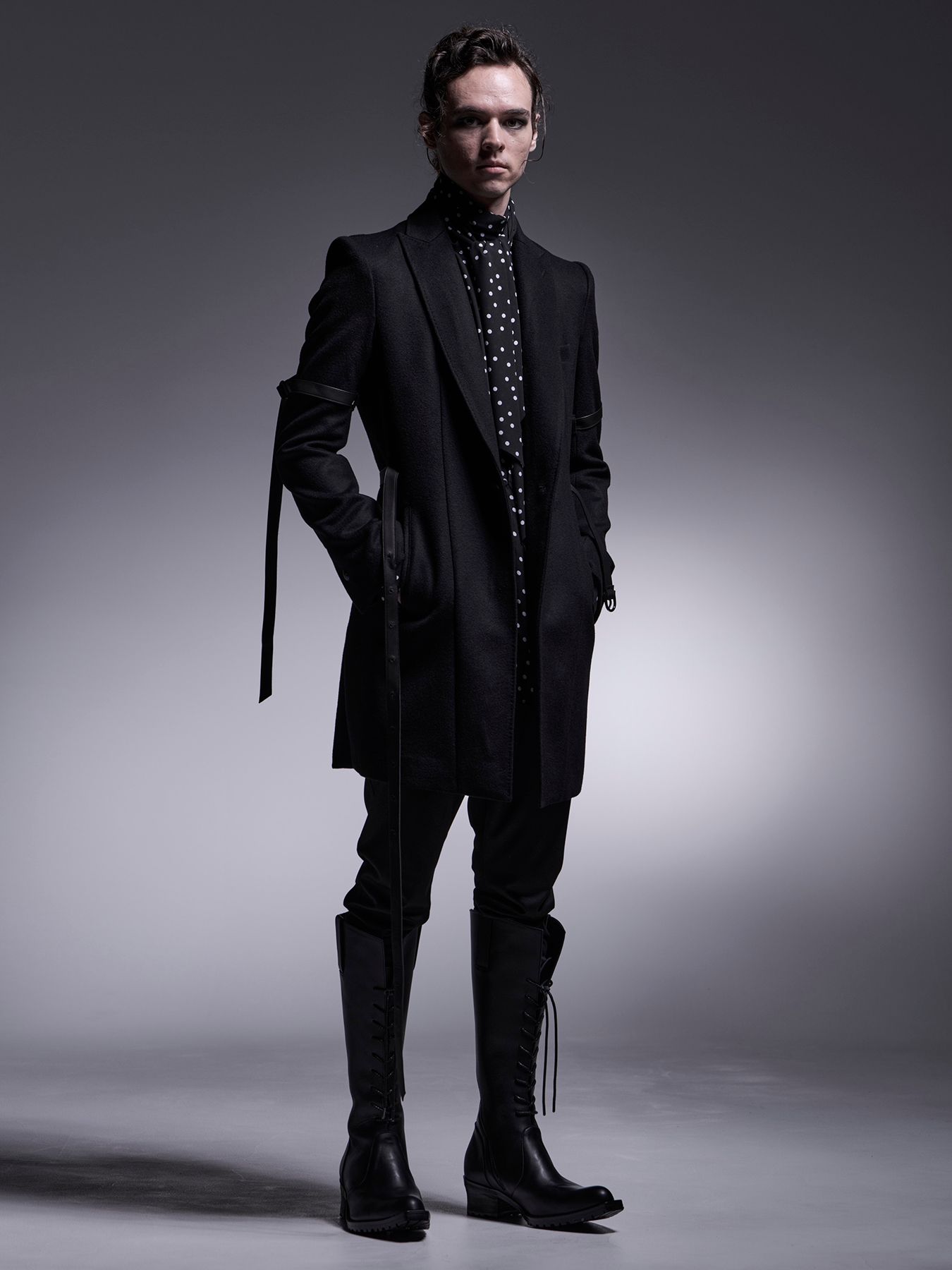 【予約品 7月13日(日) 締切】Belted Peaked Jacket / ベルテッドピークドラペルジャケット / ブラック
