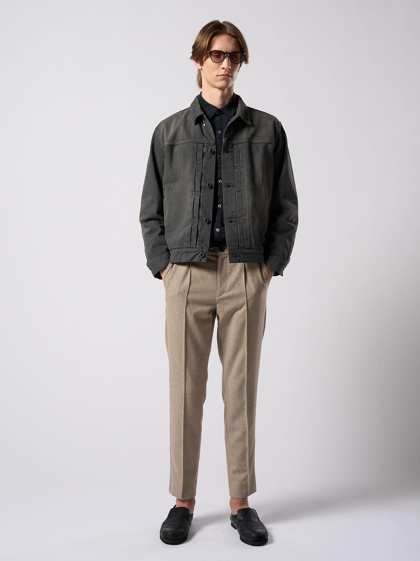 【予約品 4月19日(日) 18時締切】combination slip-on shoes / カーフレザー コンビネーション スリッポン シューズ / ブラック