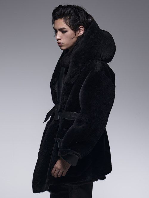 《予約品》 ShawlHoodMoutonCoat / リバーシブルムートンコート / ブラック 【kiryuyrik】 11月以降入荷予定