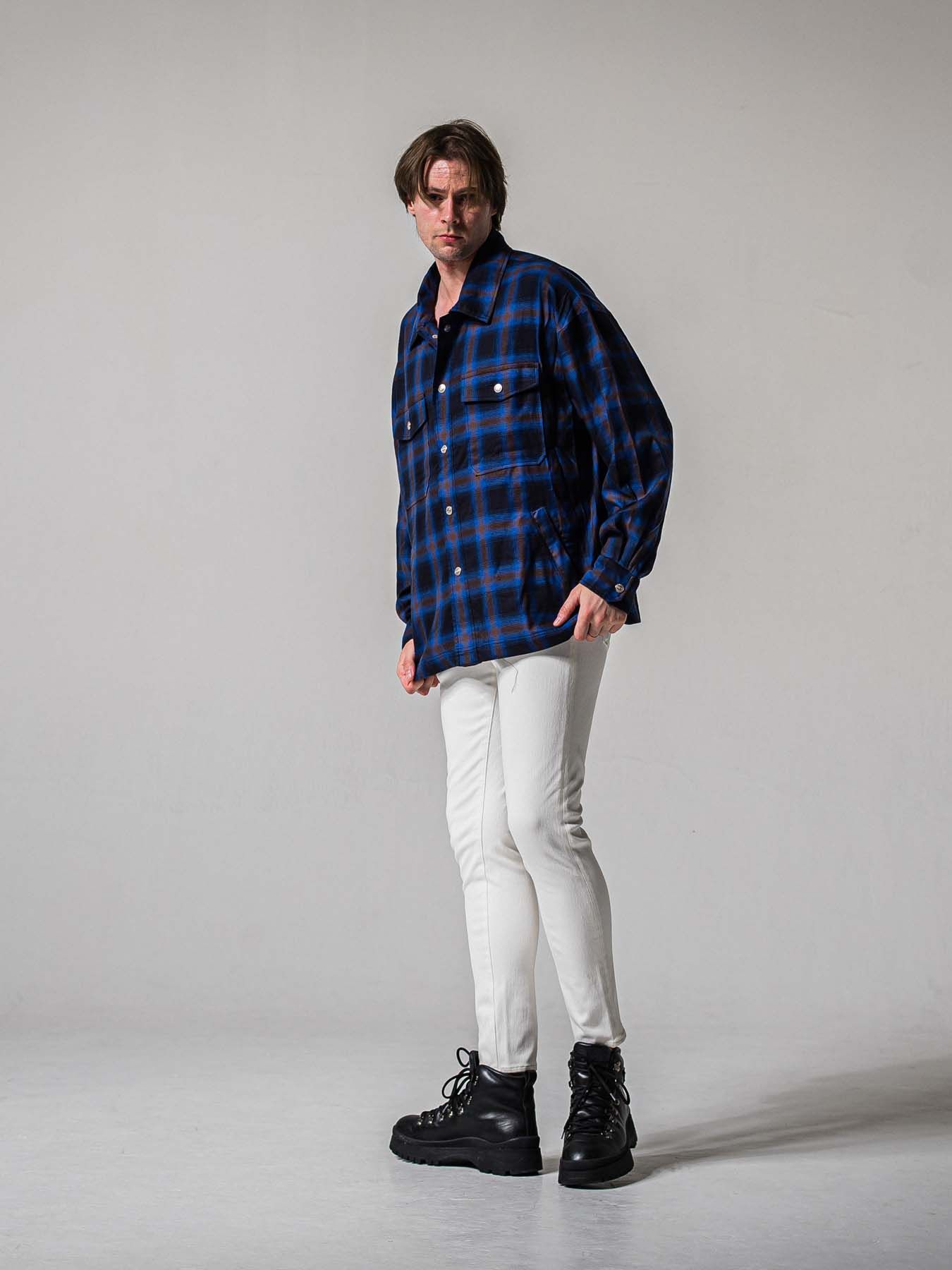 【予約品 11月16日(日) 締切】50s CHECK JK / オンブレチェック シャツジャケット / ブルー