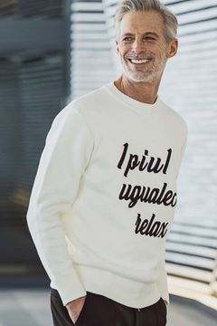 PATCH CREW NECK KNIT / ホワイト 【1PIU1UGUALE3 RELAX】