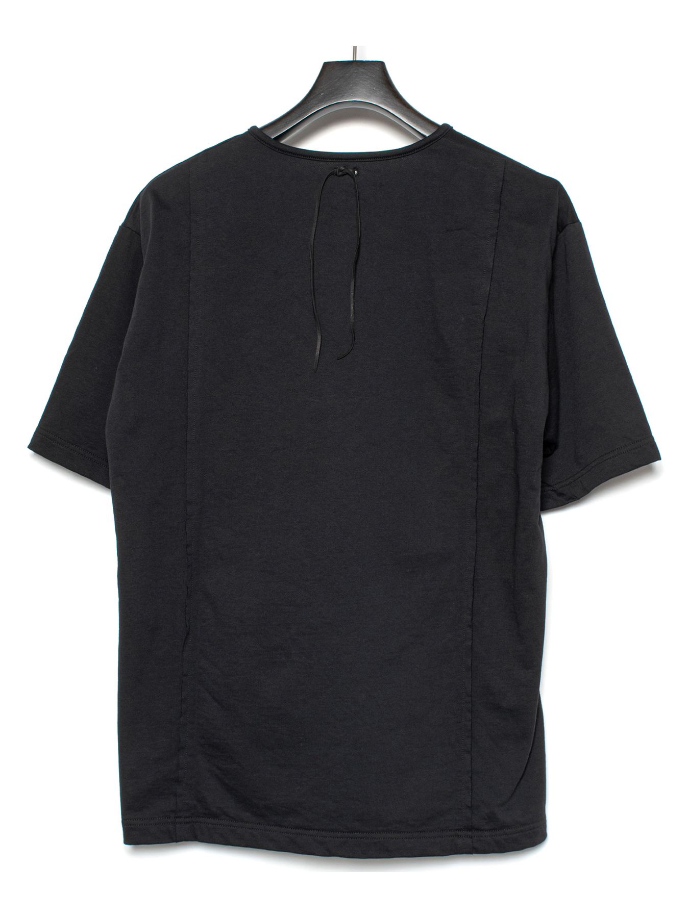 【予約品 9月27日(日) 締切】オーガニックコットン ハイゲージ 裏毛 断ち切り ハーフスリーブ Tシャツ / BLACK