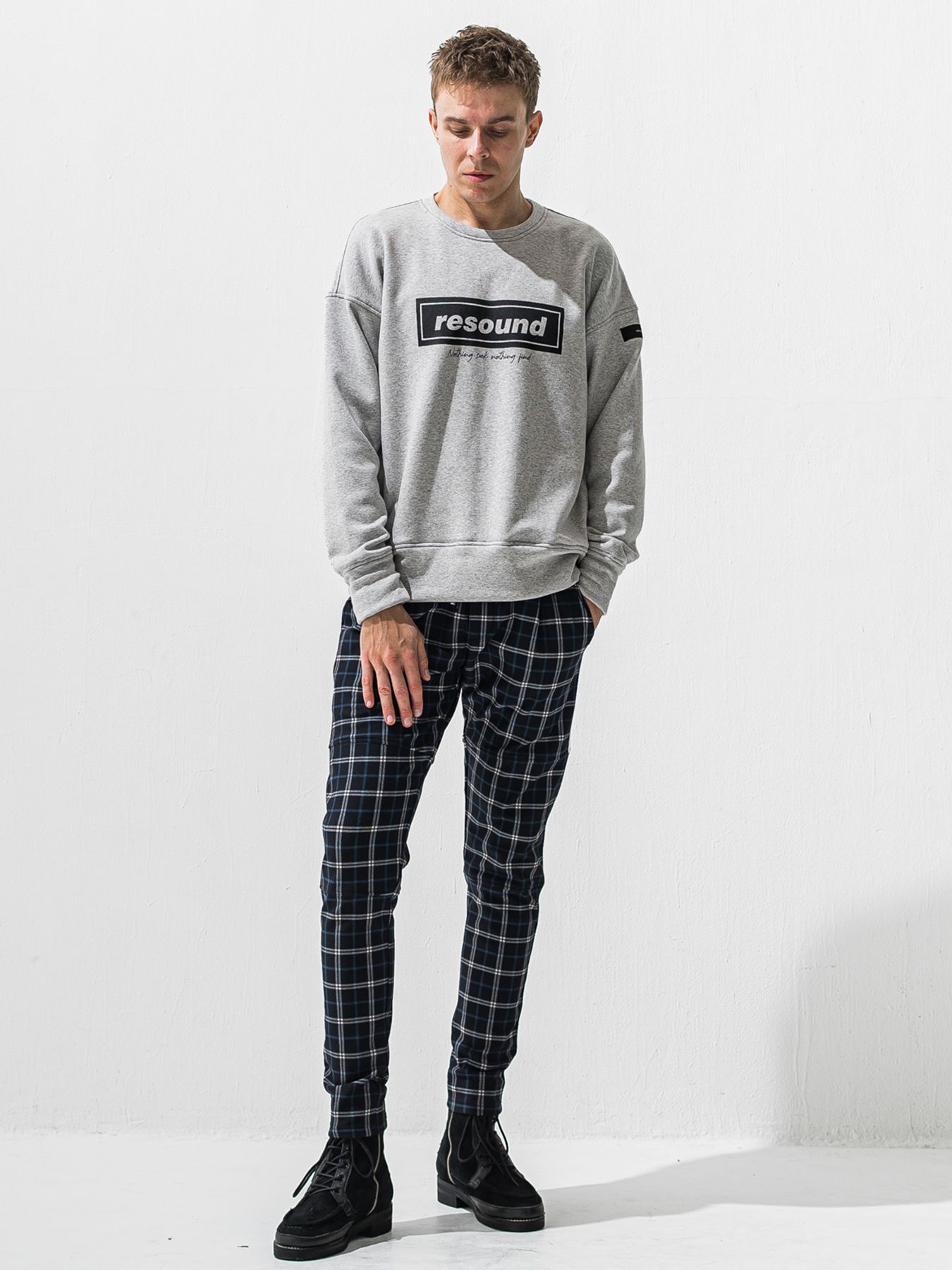 【予約品 9月6日(日) 締切】BOX VELOURS FLEECE DROP TRAINER / ボックスロゴ 裏起毛 ルーズトレーナー / グレー