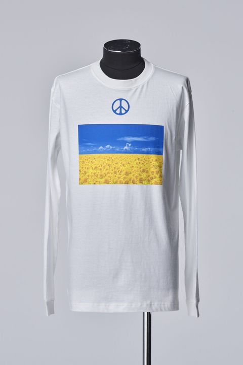 《予約》 UKRAINE-CharityLongSleevesT-Shirt / ホワイト 【THE ONENESS】 10月以降入荷予定