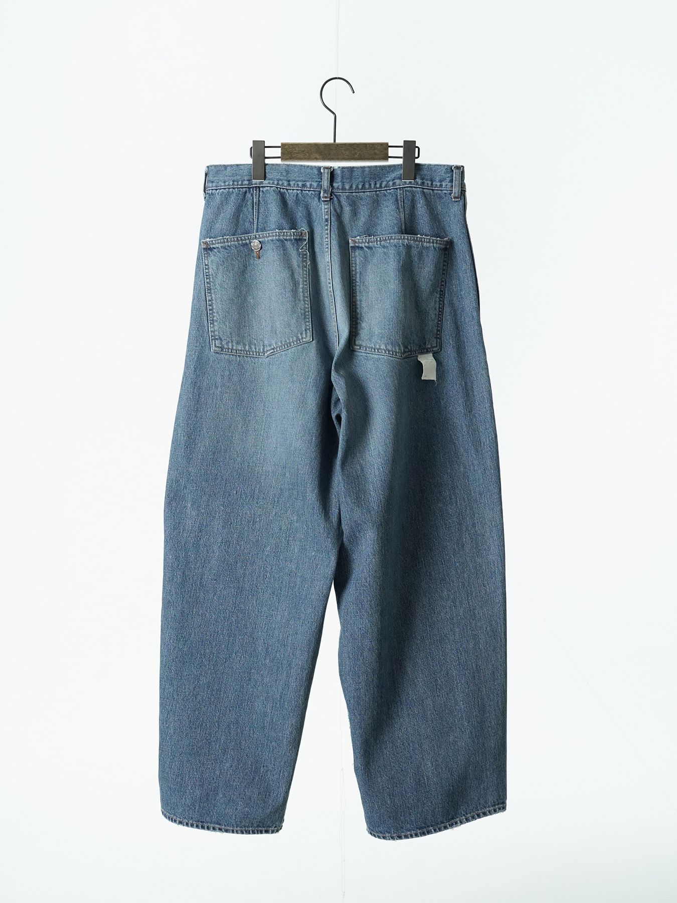 【予約品 5月6日(水) 締切】USN-DENIMTROUSERS aged / ユーズド加工 デニムミリタリーパンツ / インディゴ × 金茶ステッチ 淡