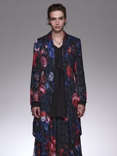 《予約品》 SplashFloraFlareJacket / 花柄スプラッシュフレアジャケット / ネイビー＆レッド