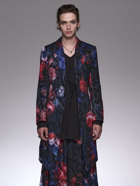 《予約品》 SplashFloraFlareJacket / 花柄スプラッシュフレアジャケット / ネイビー＆レッド