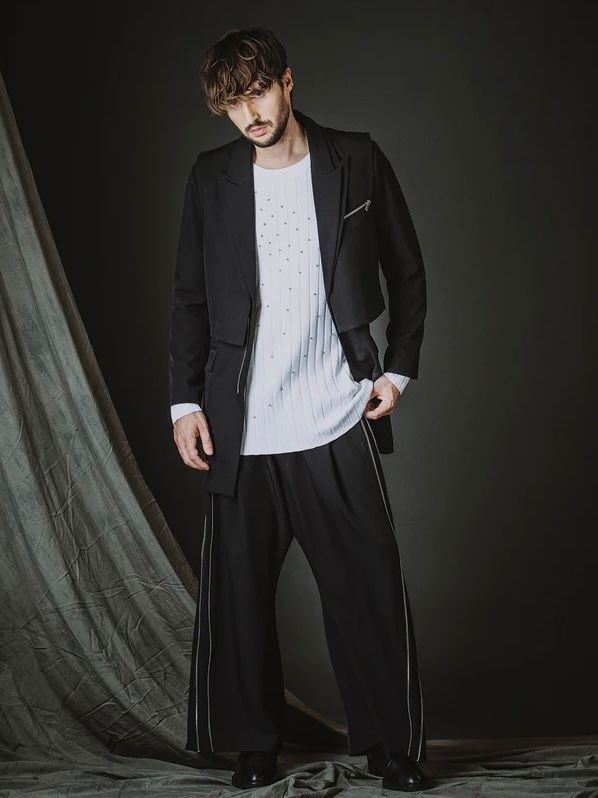 ドッキングZIPチェスタージャケット+ベスト BLACK【NOID.】