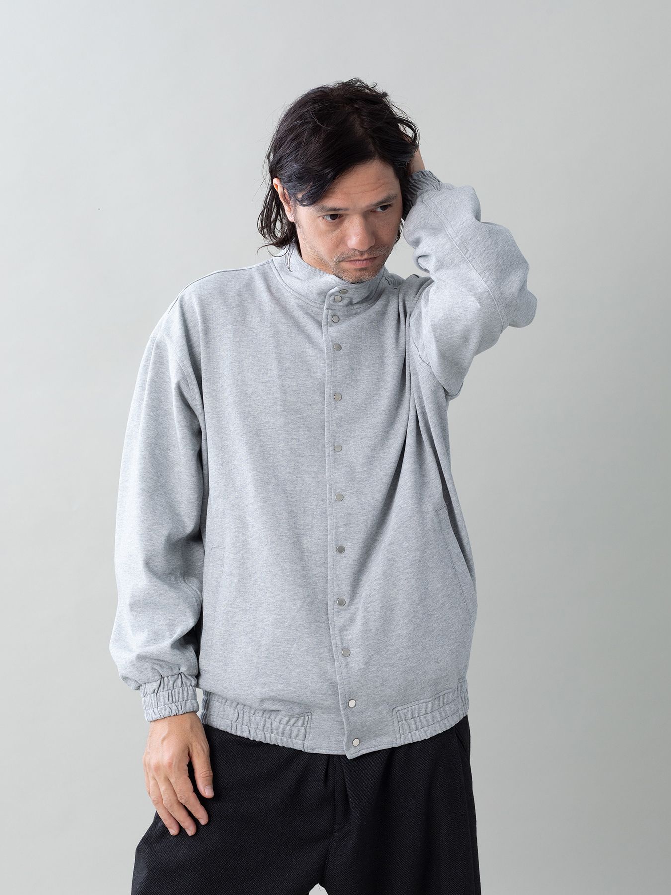【予約品 5月6日(水) 締切】MOLD-SWEATJACKET / スタンドブルゾン / 杢グレー