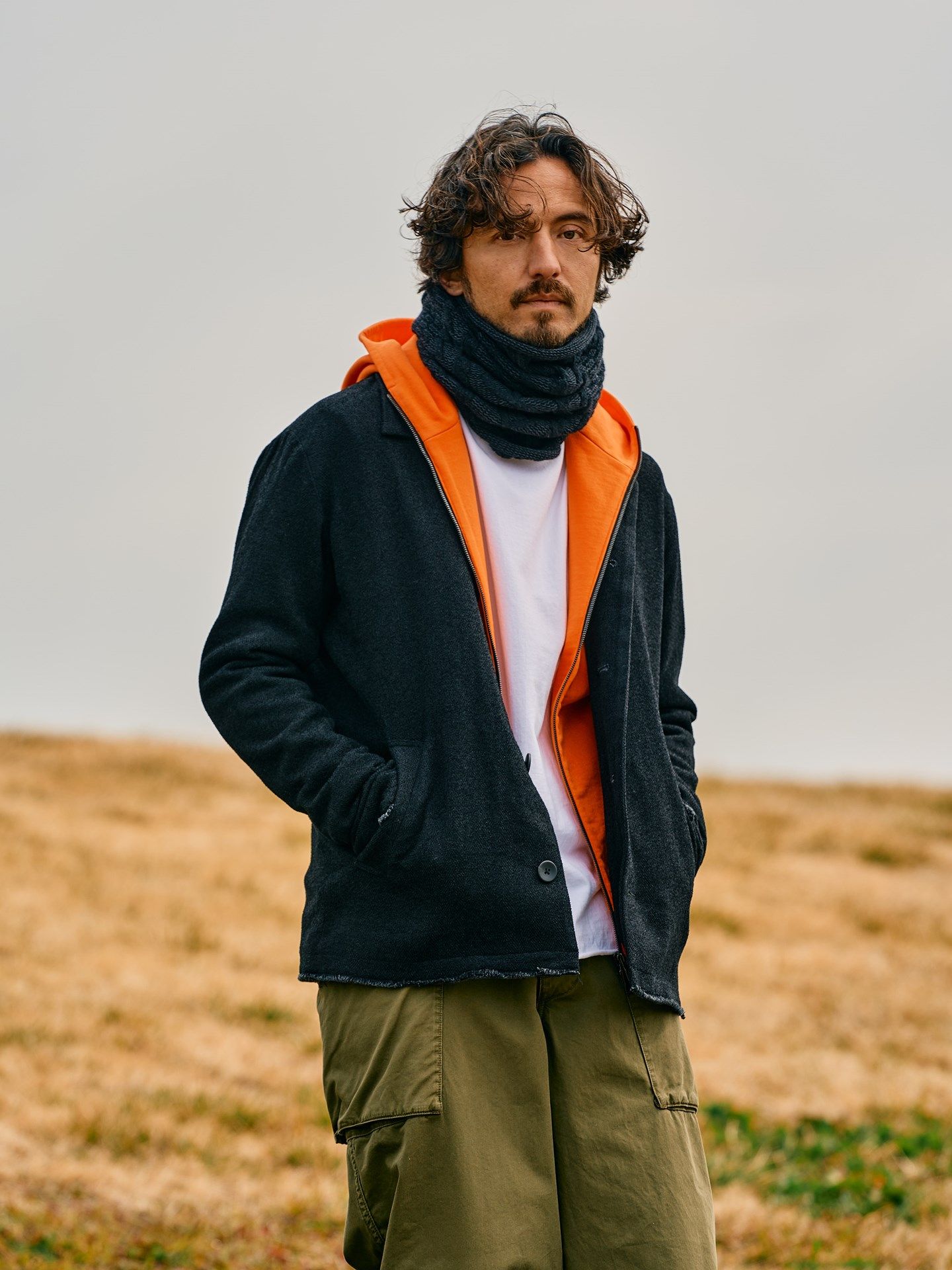 【予約品】 plating cable knit snood / スヌード / ブラック