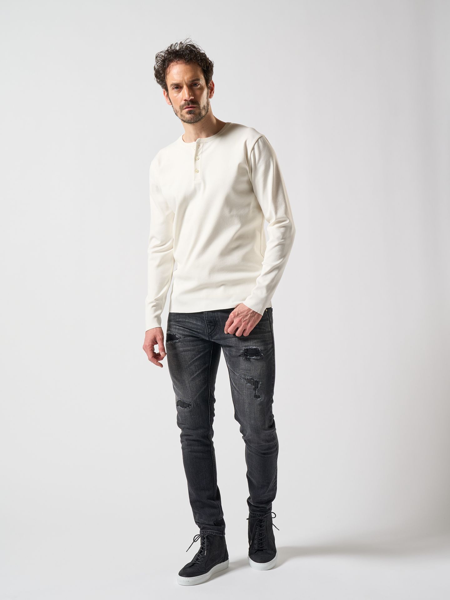 【予約品】 tight straight selvedge denim(used) / タイトストレートデニム / usedブラック