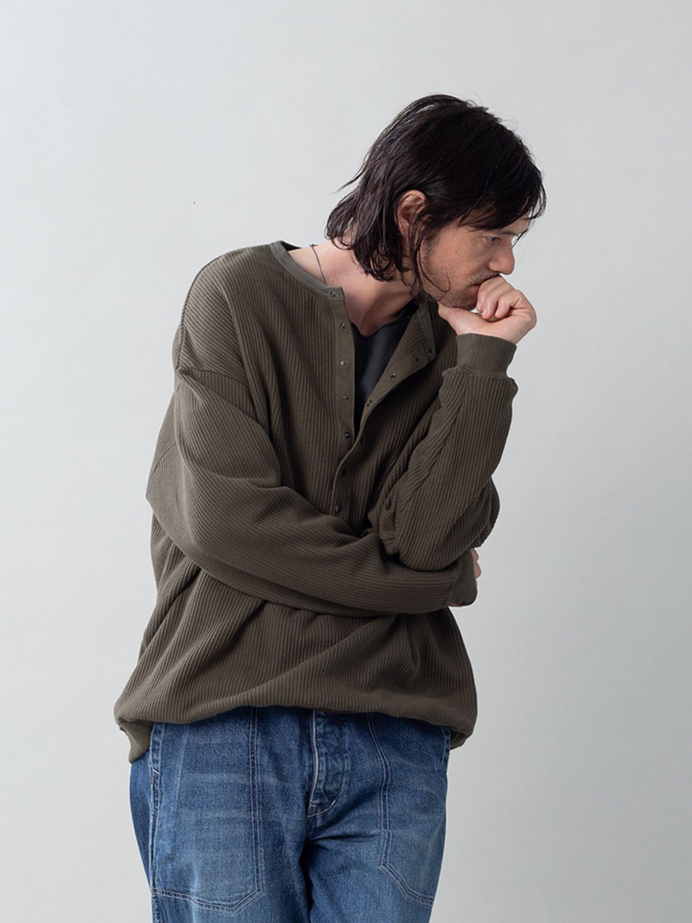 Deepfront / レールニット カットソー / ベージュ