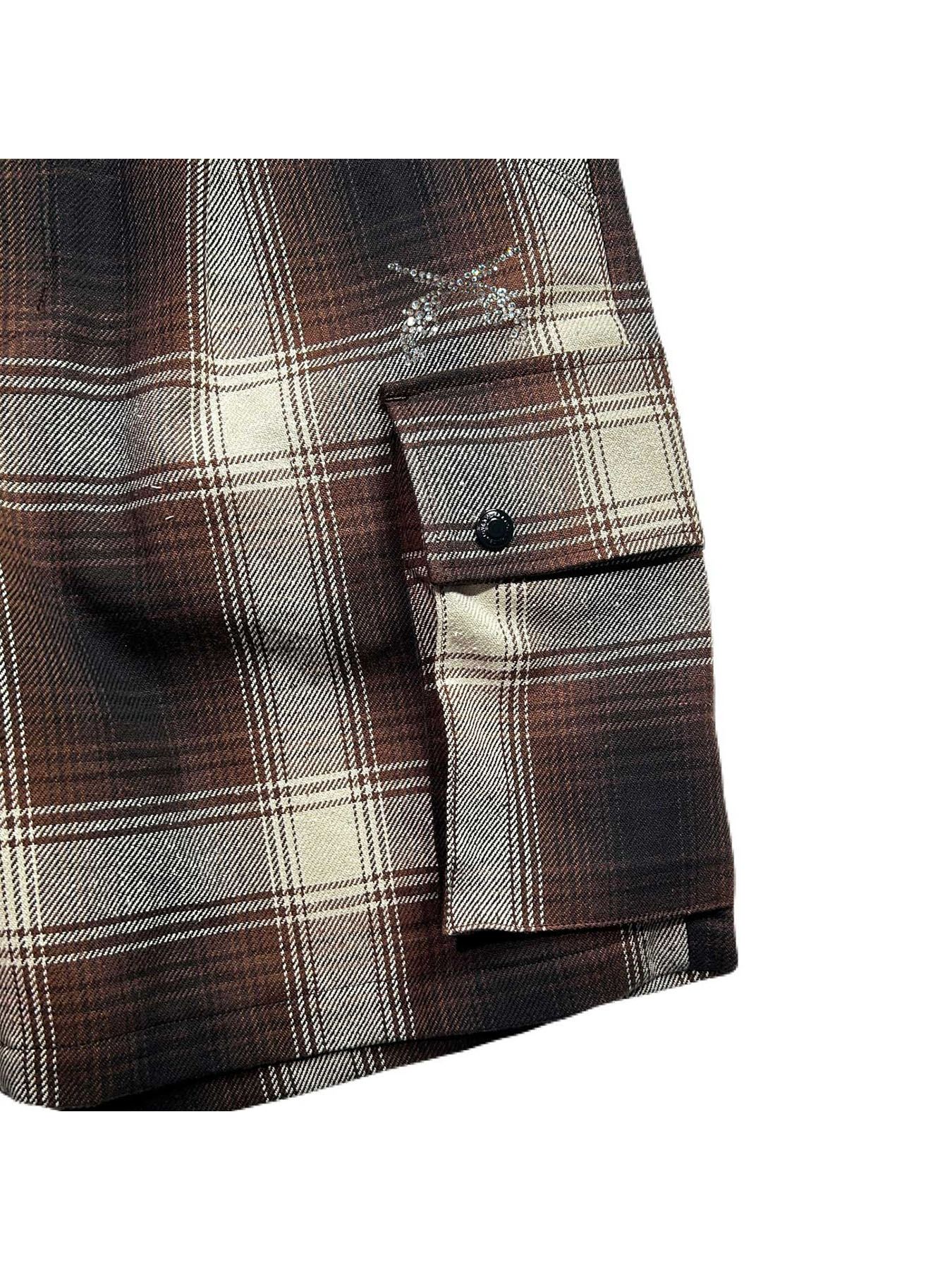 【予約品 8月10日(日) 締切 】SILK CHECK SHORTS A / シルクチェックショーツ / クリスタル ブラウン