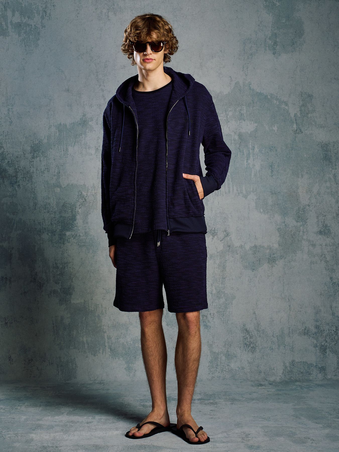 【予約品 1月25日(日) 締切】muta × wjk collection：knit jacquard relax S/S / ニットジャガード リラックスショートスリーブ / ネイビー