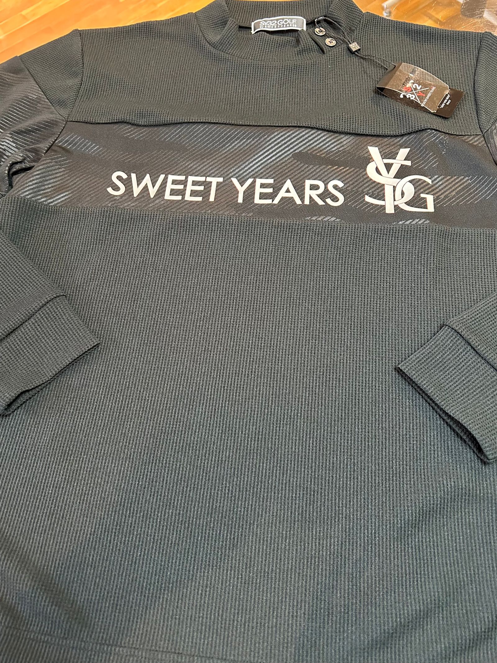 MINI WAFFLE LONG MOCK / ブラック 【SY32 by SWEET YEARS GOLF】