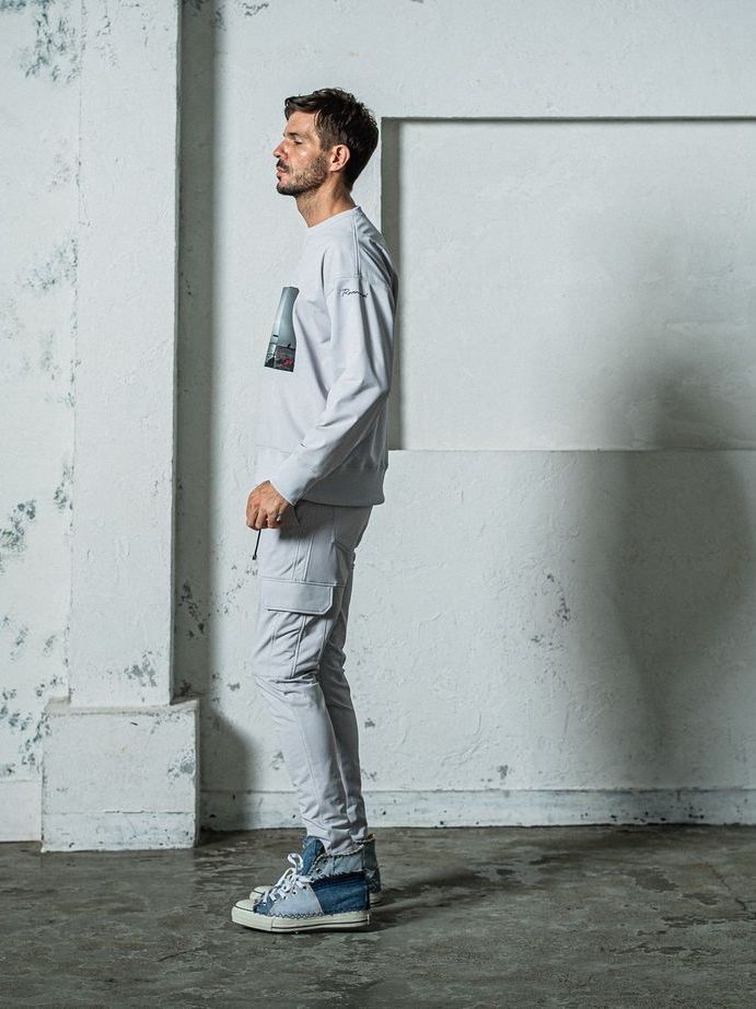 《予約11月17日19時締め》 EX sweat Photo drop trainer / トレーナー / グレー