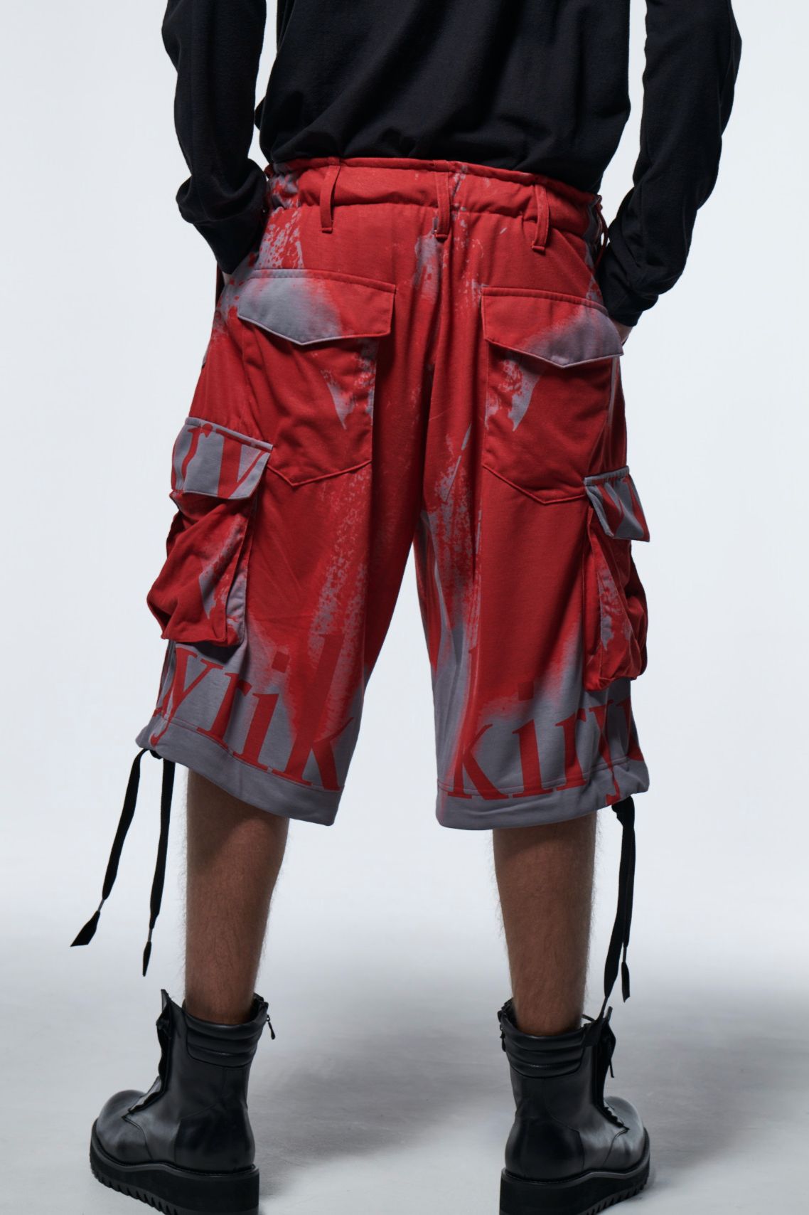 《予約品》 FlareShortCargoPants / レッド＆グレー 【kiryuyrik】 2023年2月以降入荷予定