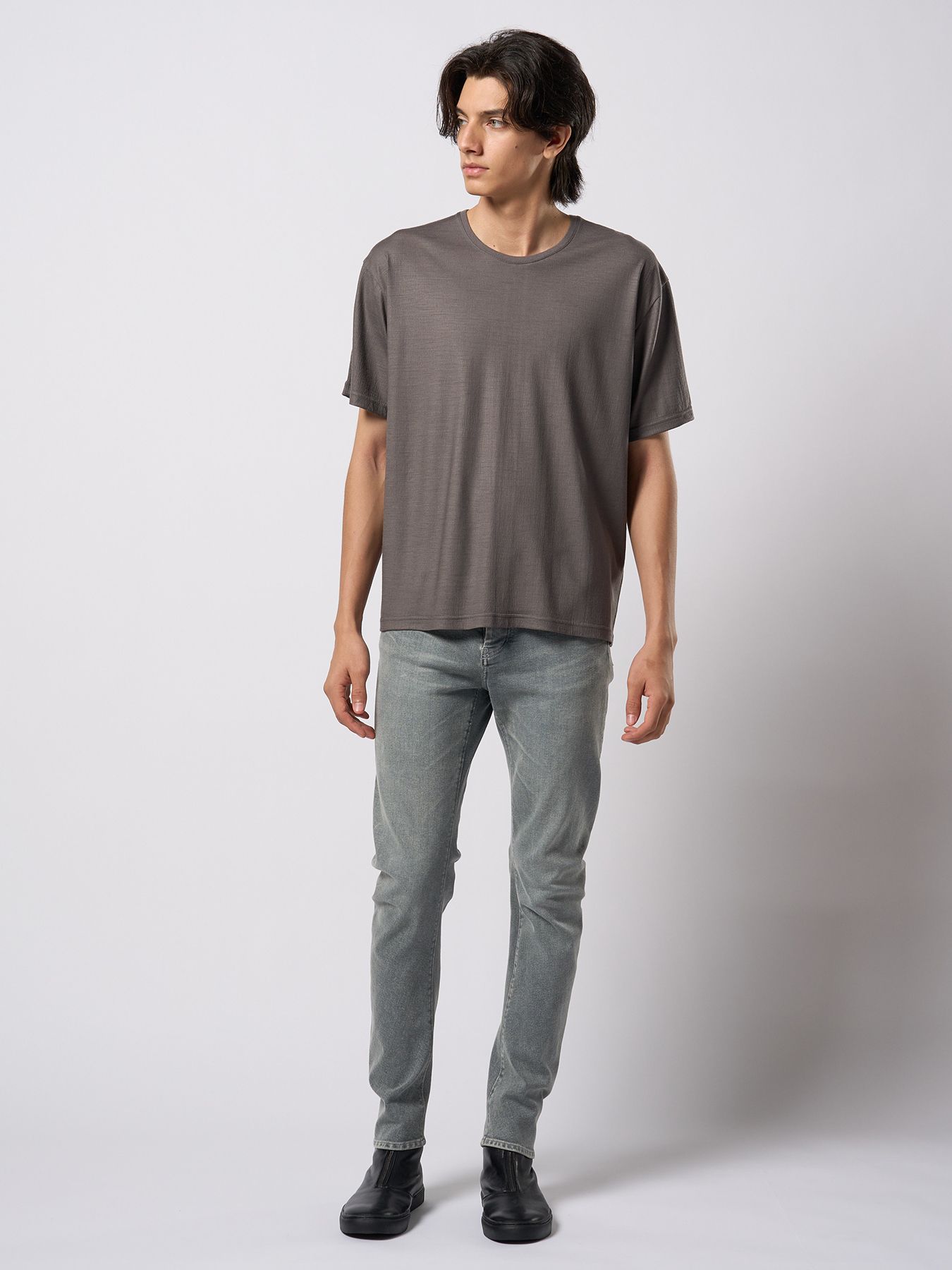 【予約品 9月23日(火) 締切】ex.comfy wool S/S / エクスコンフィーウール ショートスリーブ / スチールグレー