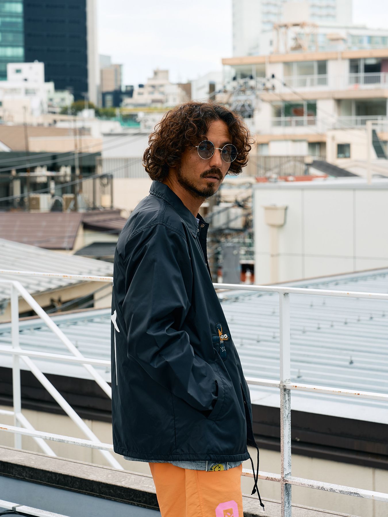 【予約品 10月16日(木) 締切】STYLE STYLE ドリップスタークロスパッチ ナイロン コーチジャ オーセンティックパイル ウェービーロゴ スマイル ケット / ブラック