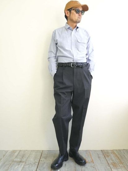 TC オフィサーパンツ 2タックチャコールグレーmade in Japan 【BROOKYM OVERALL】