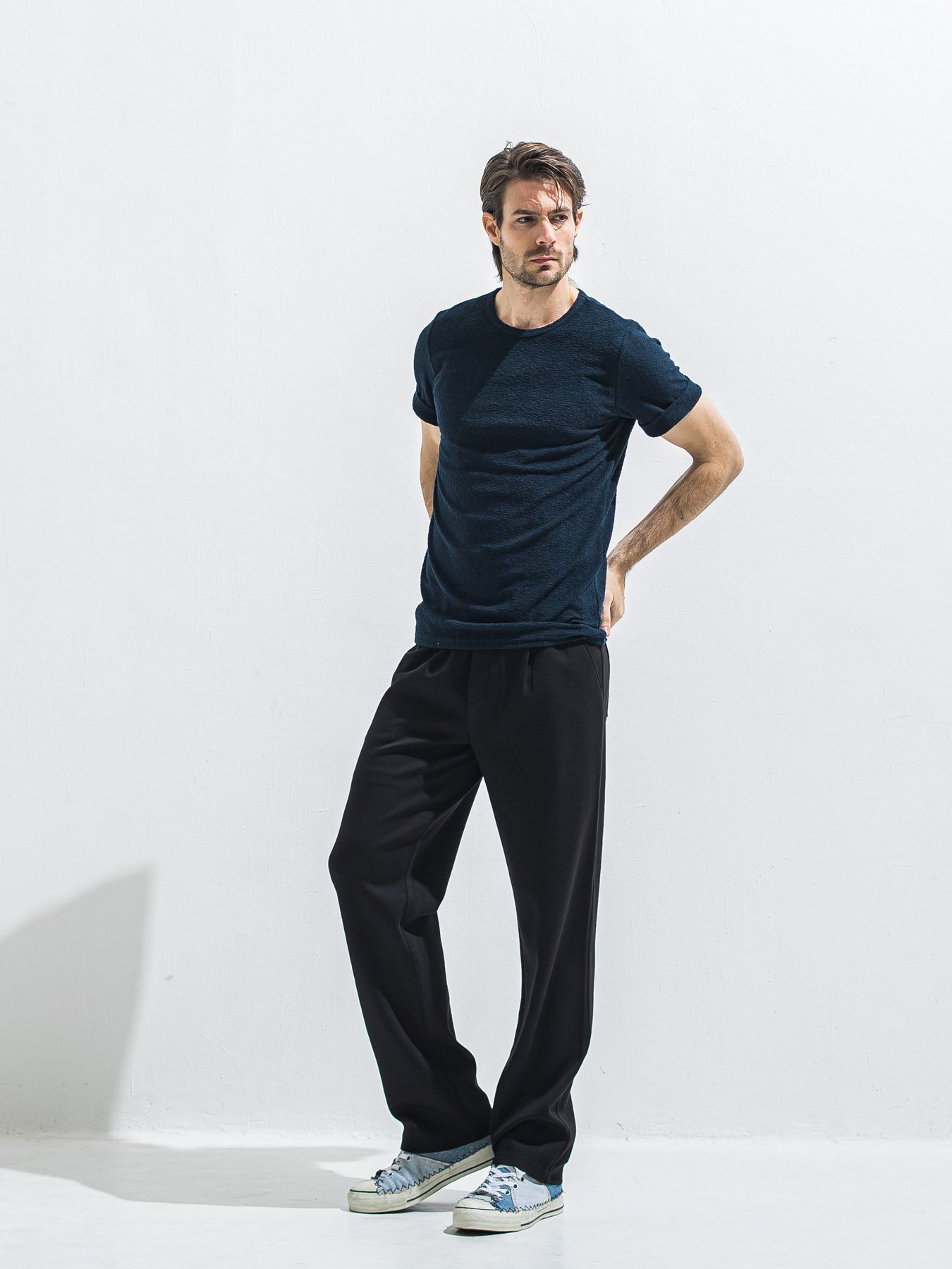 【予約品 2月15日(日) 18:00 締切】PILE ROLL UP TEE / パイルロールアップTシャツ / ネイビー