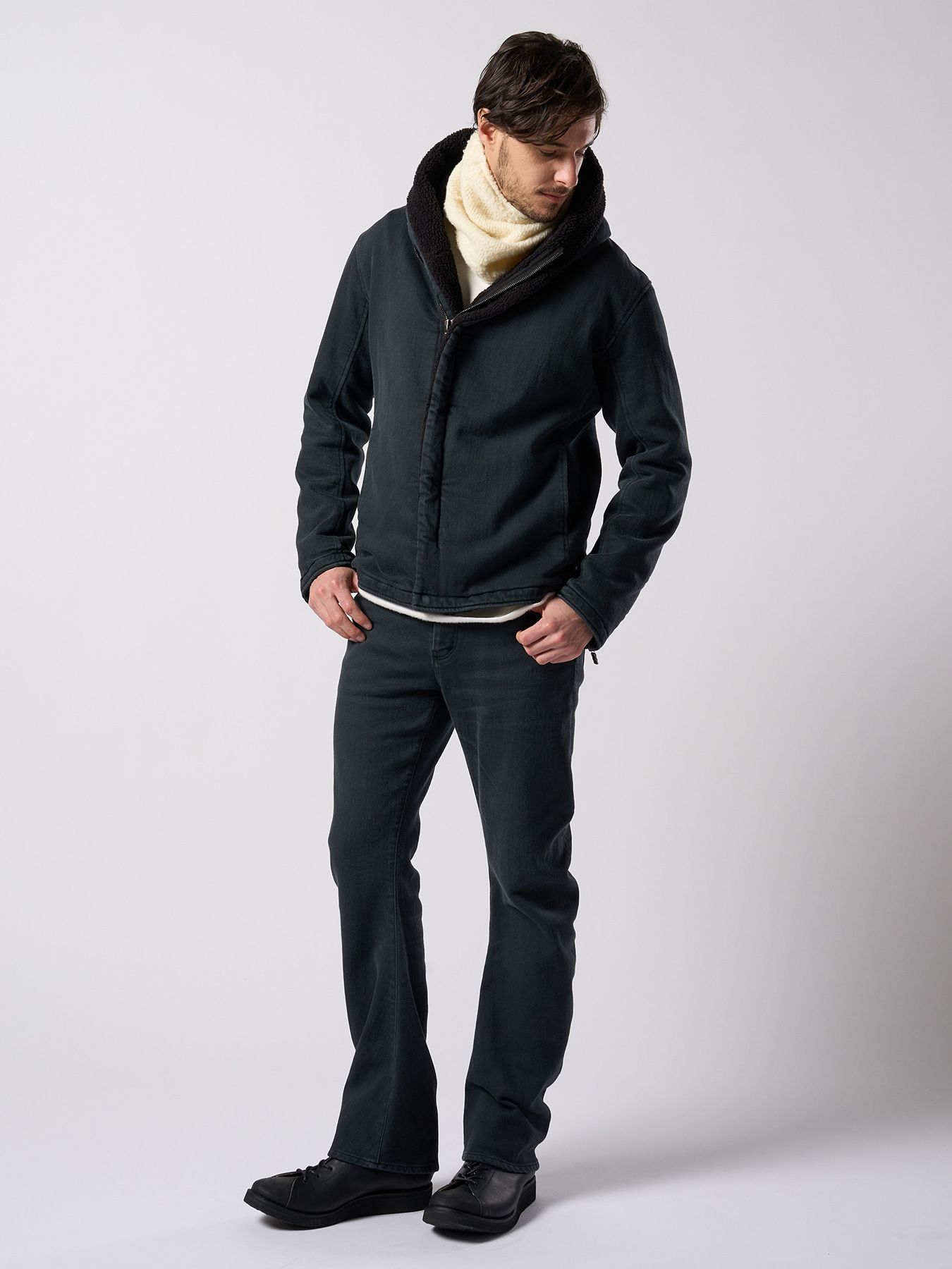 【予約品 4月19日(日) 18時締切】fancy yarn knit snood / ニットスヌード / チャコール