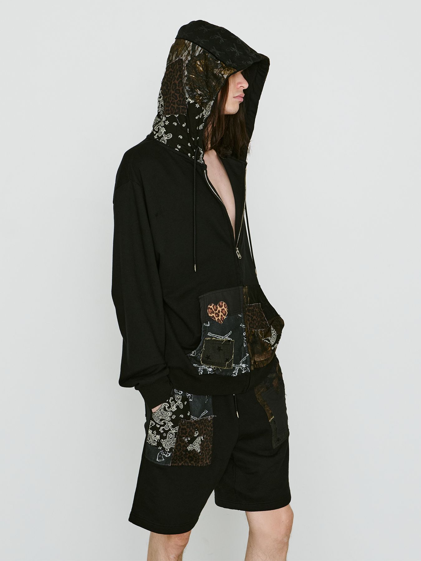 【予約品 8月10日(日) 締切 】PATCH WORK HOODIE / パッチワーク フーディー / ブラック