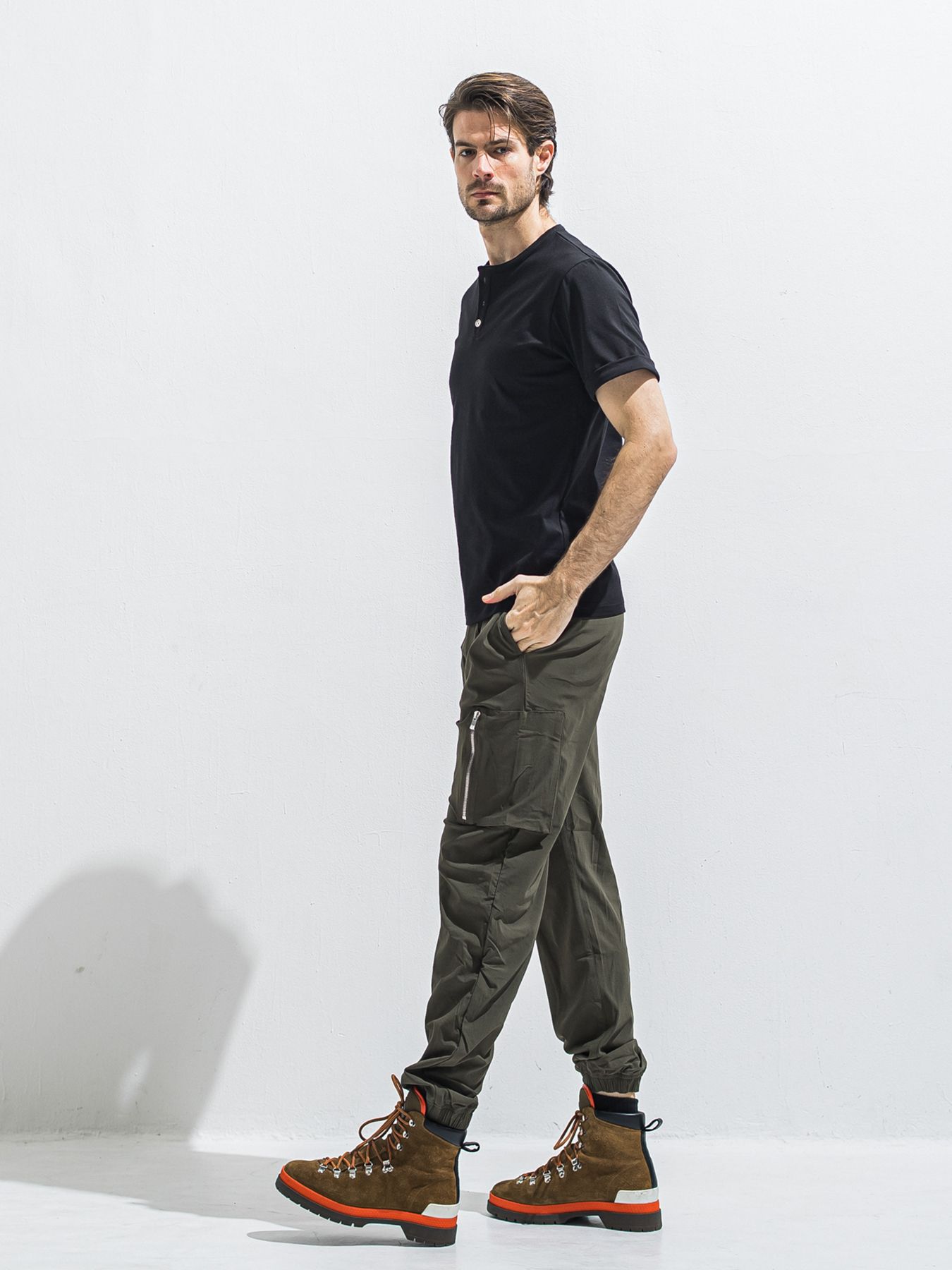 【予約品 2月15日(日) 18:00 締切】DAVID NYLON CARGO PANTS/ ミリタリーナイロンカーゴパンツ / カーキ