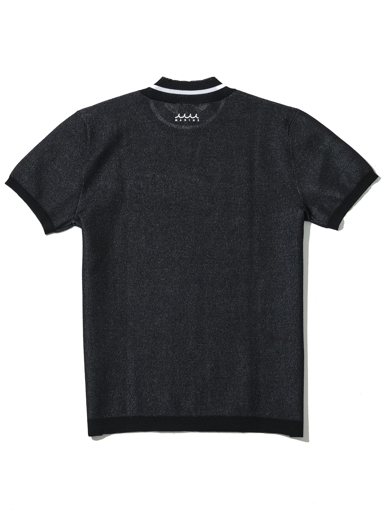 【予約品 10月9日(木) 締切】muta Sheer Knit S-S Top / シアーニットTシャツ / ブラック【Acanthus × muta MARINE】