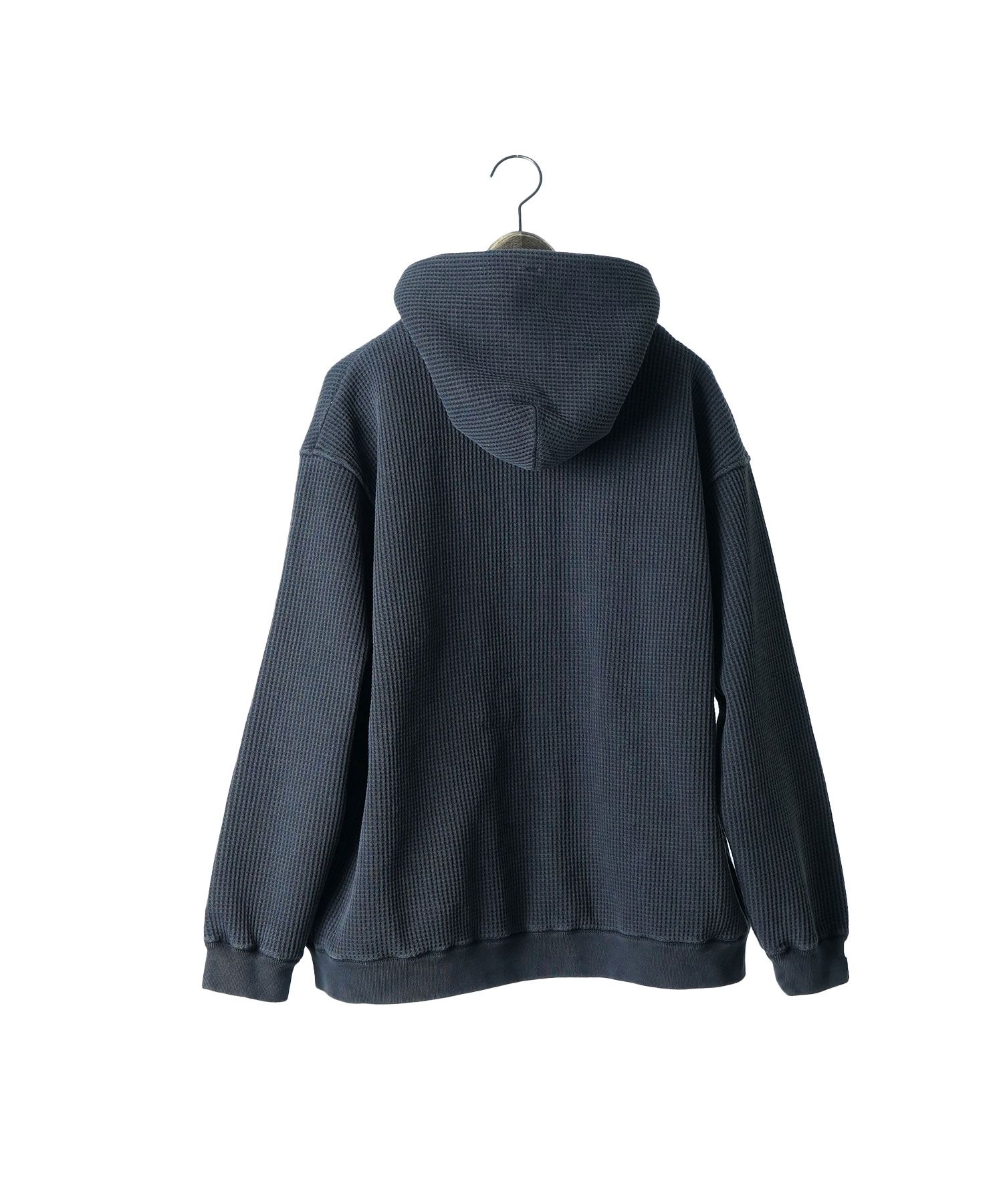 【予約品10月20日(日）締め】 WARBBLE / ヘビーオンスワッフル生地パーカー / ブラック