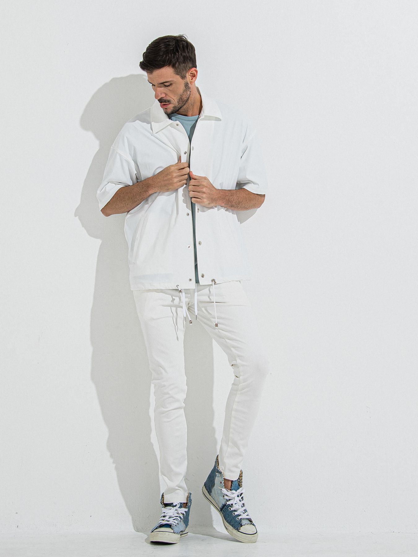 DENIM JERSEY CHRIS EASY TUCK PT / デニムジャージクリスイージータックパンツ / ホワイト